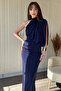 One Shoulder Neckline Elegant Flowy Navy Blue Maxi Dress