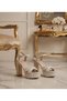 Women's Ecru Pearl Embroidered High Platform Evening Dress Heeled Shoes - 2