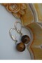 Tiger's Eye Stone Earrings - Silver Color - - 2