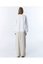 Women's Ecru Chain Heart Printed Crew Neck Oversize Sweatshirt Long Sleeve - 5