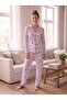 Women's Long Sleeve Camisole Bowknot Lilac Pajama Set C7T4N807 - 4