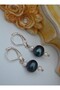 Black Pearl Stone Earrings - Silver Color - - 3