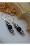 Hematite and Onyx Stone Earrings - Silver Color - - 3