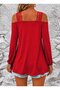 Women's Off-The-Shoulder Stripe Detailed Long Sleeve Viscose Blouse - 4