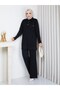 Knitwear Polo Collar Two-Piece Set with Trousers Black - 3