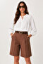Bermuda Woven Shorts with Pockets Lfk0023 Brown - 2