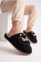Women's Plush House Slippers with Cute Owl Figure and Stone Metal Detail, Closed Toe Soft Winter Slippers - 6