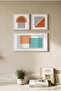 Tile Tones and Turquoise Detailed Abstract Linear – 3-Piece Home, Bathroom, and Coffee Corner Mdf Painting Set - 3