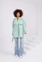 Women's Oversize Trench Coat Short Length Stand Collar Buttoned Pocketed Stylish Model - 8