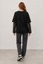 Black Lace Sleeve Detailed Oversize T-Shirt - 3