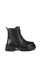 Women's Genuine Real Leather Front Zipper Black Boots