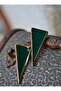 Enamel triangle earrings - green - - 4