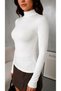 Women's Ecru Black Double Collar Long Sleeve Viscose Elastane Trendy Blouse - 2