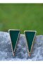 Enamel triangle earrings - green -