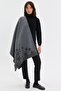 Women's Single-Sided Felted Wool Shawl with Embroidered Flowers and Smoked Edges