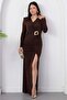 Double-Breasted Collar, Waist Buckle, Long Sleeve Dress K-262671 - 4