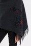 Women's Corner Patterned Colorful Floral Embroidered Tasseled Wool Shawl K.Smoked - 3