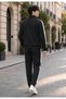 Men's Scuba Fabric Zippered Tracksuit Set – White with Black Stripe Detail - 3