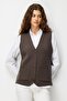 Women's Knitted Vest with Pockets V.Brown - 4