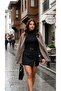 Women's Black Stand Collar Long Sleeve Viscose Elastane Trendy Blouse - 4