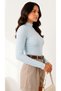 Women's Ice Blue Colored High Neck Long Sleeve Viscose Elastane Trendy Blouse - 6