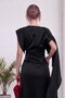 Women's Cape Sleeve Draped Midi Satin Dress Degaje Collar Stylish Event Dress Brown, Burgundy, Black - 7