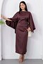 Low Neckline Bat Sleeve Satin Dress K-252767 - 3