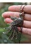 Peacock Zircon Stone Necklace - Bronze Color -