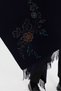 Women's Corner Patterned Colorful Floral Embroidered Tasseled Wool Shawl Dark Blue - 4