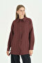 Thin Quilted Brooch Jacket - Burgundy - 2