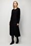 Women's Crew Neck Glittery Striped Knitwear Jacket Black - 6