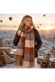 Copenhagen |   Women's Brown Gray Ecru Winter Shawl Scarf 50X190 cm |   Oversize Plaid Patterned Thick Soft Tassel Shoulder Shawl - 6