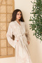Curve Cotton Jacquard Bathrobe, Coral Pattern Woven Bathrobe, Long Tassel Pocket Bathrobe, Beach Cover-Up, S-5Xl All Sizes, Ecru Color - 7