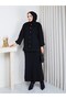 Knitwear Front Gathered Balloon Sleeve Skirted Two-Piece Set Black - 2