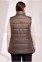 Large Size Quilted Vest with Pockets Brown - 6