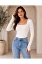 Women's Lined Finger-Looped 100% Organic Cotton (Square Neck Blouse Ovv-4) - 2