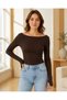 Women's Finger-Looped Boat Neck 100% Organic Cotton Fabric (Princess Collar 0Vv-5) - 3