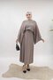 Women's Hijab Knitwear Double Set Bat Sleeve Sweater and Pleated Skirt - 7