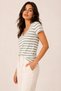 Women's V-Neck Short Sleeve Striped T-Shirt - 2