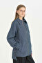 Soft Quilted Jacket with Hidden Zipper - Indigo - 2
