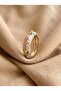 Enamel Flower Patterned Carved Gold Color Plated Ring - 2