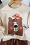 Cute Bear with Hat Printed Boys' 2-Piece Set - Brown - 4