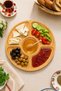 Natural Bamboo Round 360 °   Rotatable 5-Compartment Breakfast and Snack Presentation Plate Serving Stand 30 cm