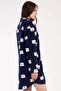 Women's Polar Fleece Long Sleeve Dress Navy Blue - 3