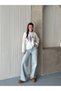 White Botanical Print Long Sleeve T-Shirt/Blouse Suitable for Hijab - 6