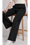 Women's Black Palazzo Cut Wide Leg High Waist Sweatpants - 5