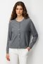 Women's Crew Neck Glittery Striped Knitwear Jacket Gray - 3