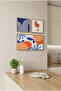Flamingo and Abstract Botanical Design - Set of 3 Wooden Frame Look Mdf Paintings - 2