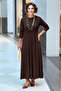 Brown Pleated Modal Fabric Dress - 2