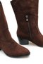 Bitter Brown Suede Cowboy Women's Boots Embroidered Zippered Western Boots - 2